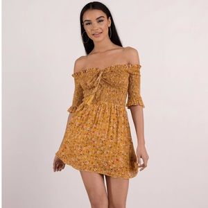 Tobi Smocked Yellow Floral Mini Dress